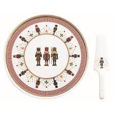 Nutcracker Plat à tarte 32cm + pelle porcelaine